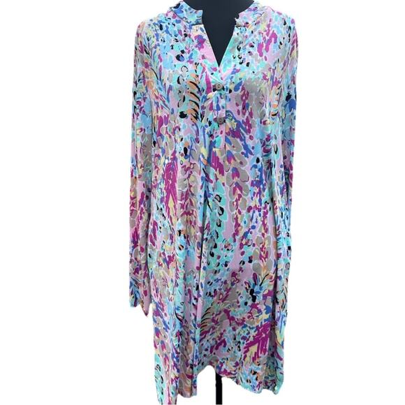 Blush Floral Long Sleeve Dress Women’s Size Large L Transitional Spring Beachy - Picture 3 of 11